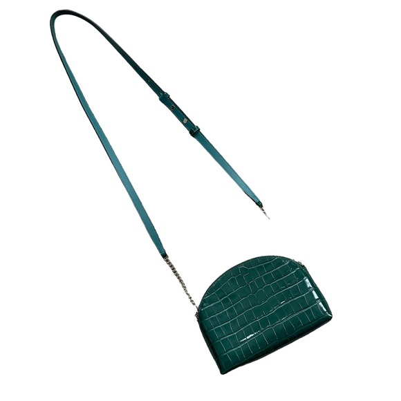 Kate Spade Spencer Croc Embossed Leather Crossbody Dark Green - Picture 3 of 12